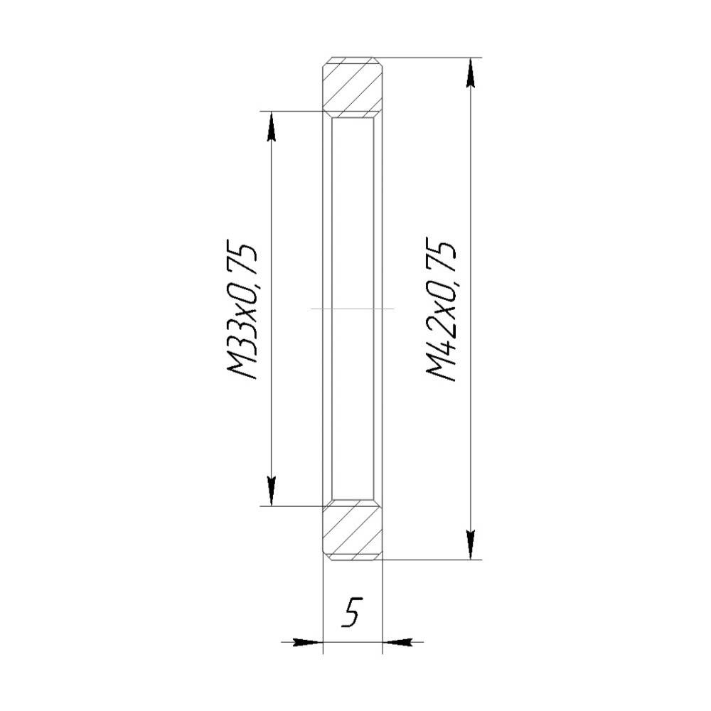 M42x0.75 male to M33x0.75 female thread adapter, flangeless