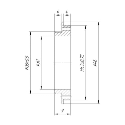 M42x0.75 male to M35x0.5 male thread adapter