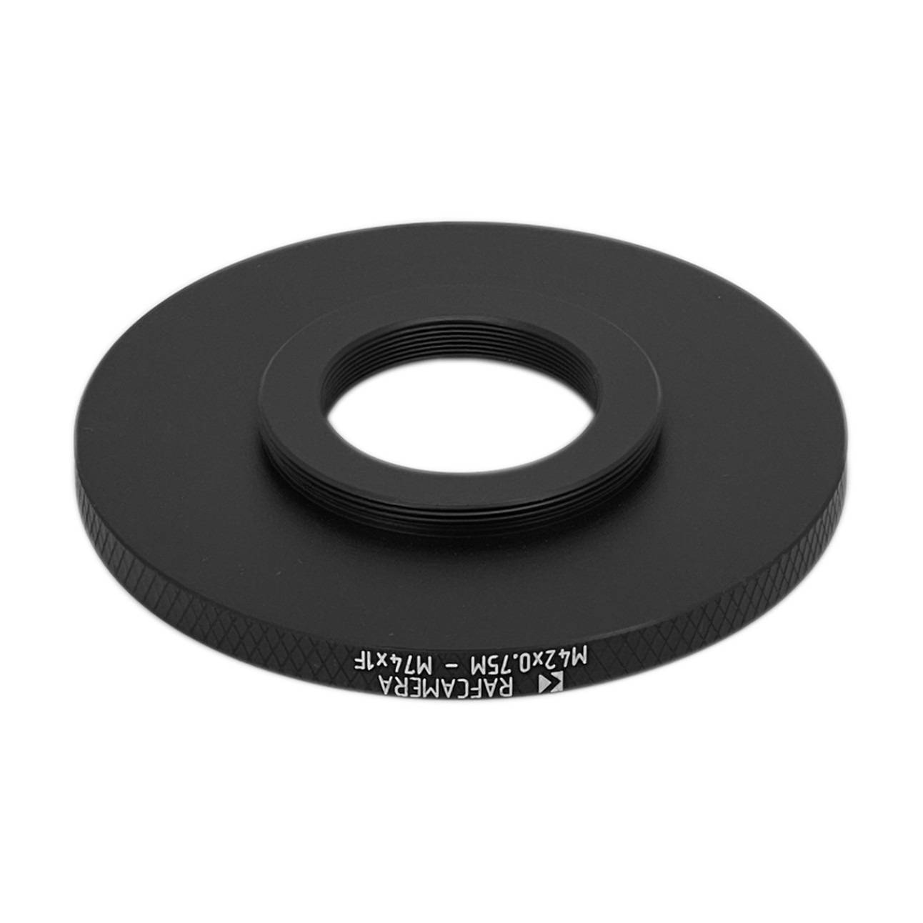 M42x0.75 male to M74x1 female thread adapter