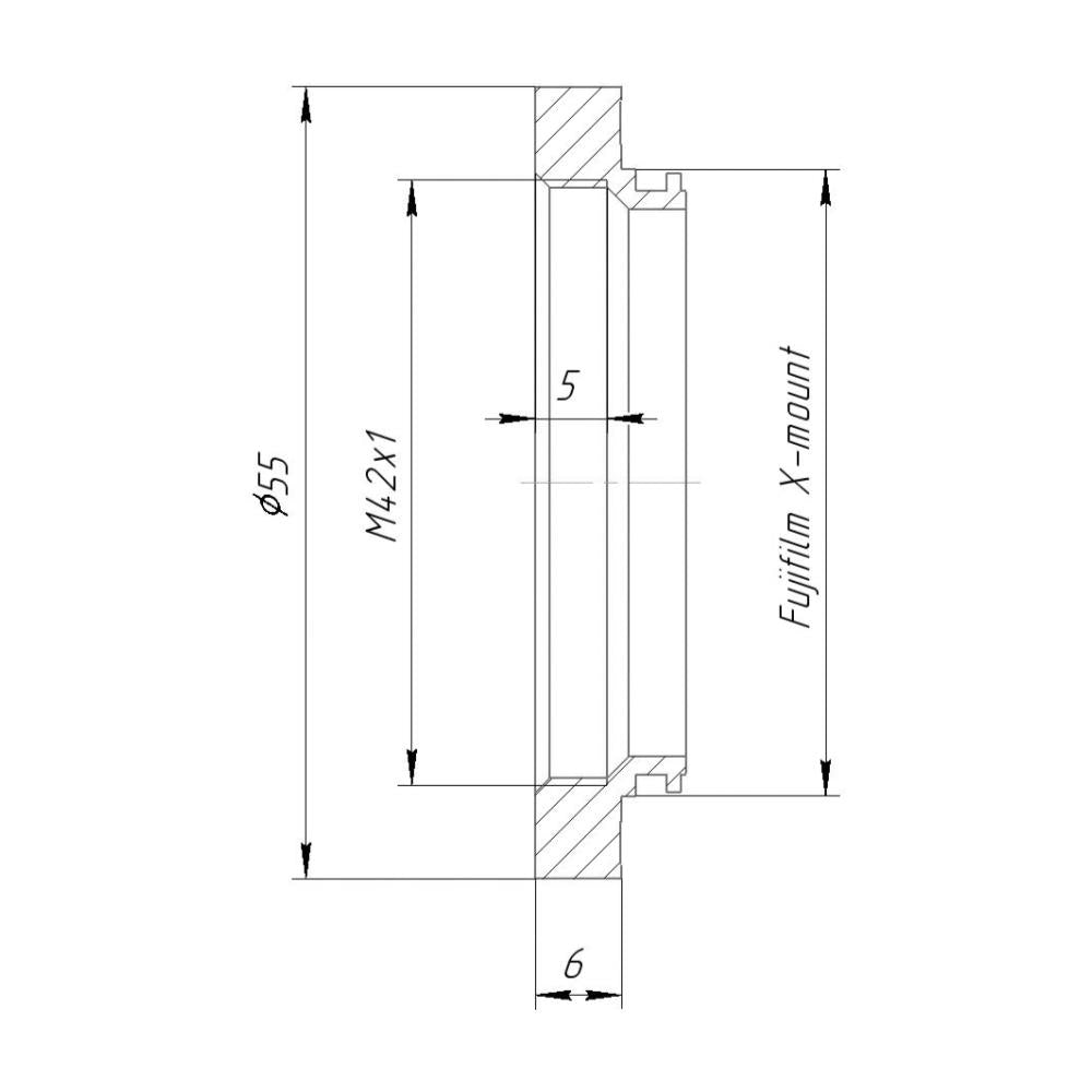 M42x1 female thread to Fujifilm X-mount (FX) adapter for helicoids