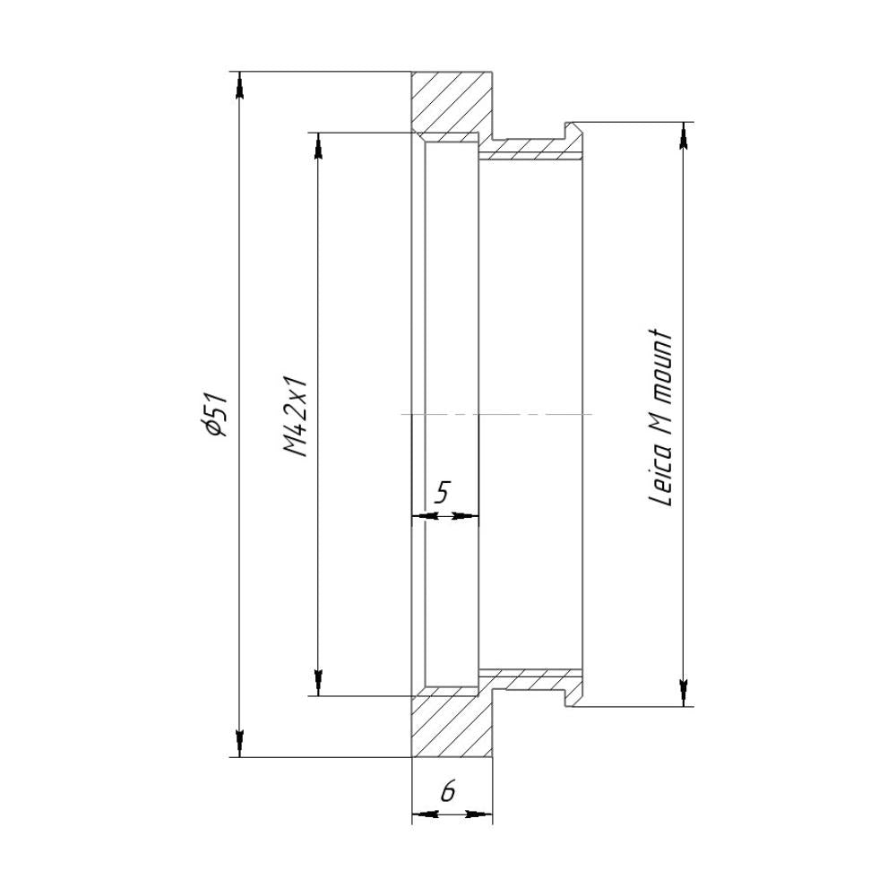 M42x1 female thread to Leica M camera mount adapter for helicoids