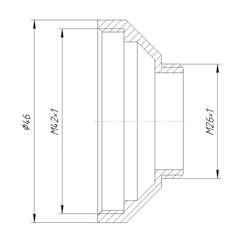 M42x1 female to M26x1 male thread adapter for Robot camera