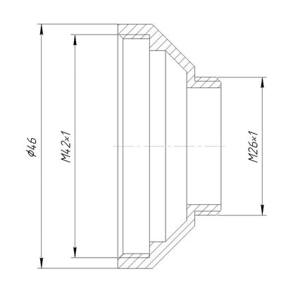 M42x1 female to M26x1 male thread adapter for Robot camera