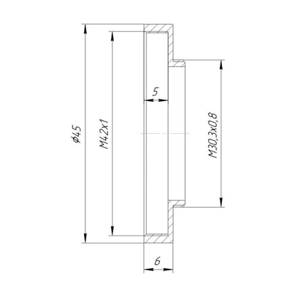 M42x1 female to M30.3x0.8 male thread adapter