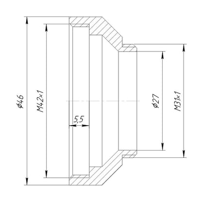 M42x1 female to M31x1 male thread adapter for RoBoT Royal, Recorder camera