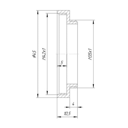 M42x1 female to M35x1 male thread adapter