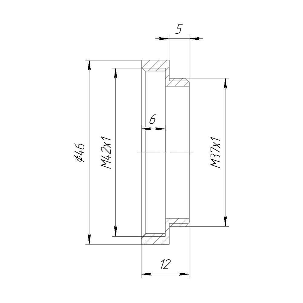 M42x1 female to M37x1 male thread adapter