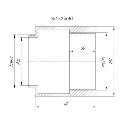 M42x1 female to M39x1 (LTM) male thread adapter, 110mm long
