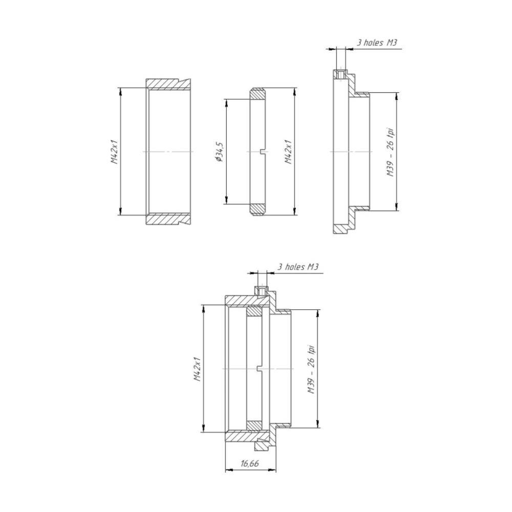 M42x1 female to M39x1 (LTM) male thread adapter, infinity, rim