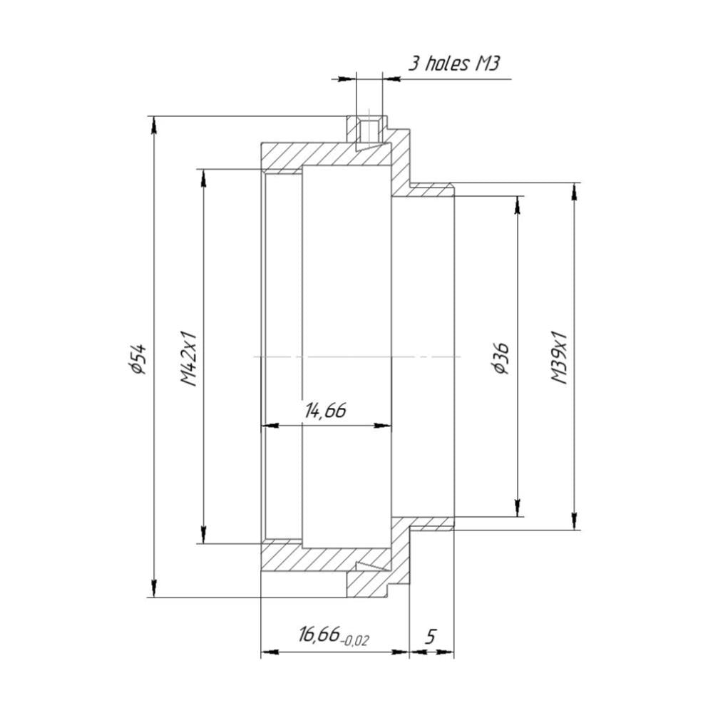 M42x1 female to M39x1 (LTM) male thread adapter, infinity focus