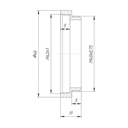 M42x1 female to M40x0.75 male thread adapter for shutters