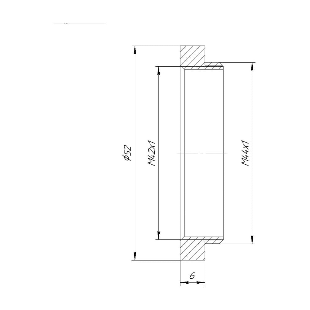 M42x1 female to M44x1 male thread adapter