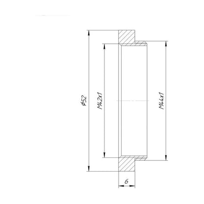 M42x1 female to M44x1 male thread adapter