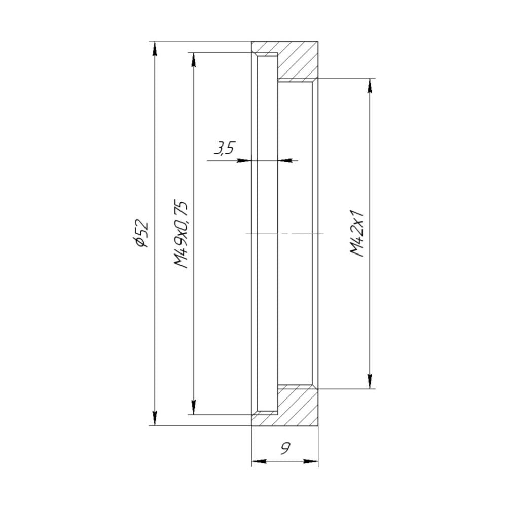 M42x1 female to M49x0.75 female thread adapter