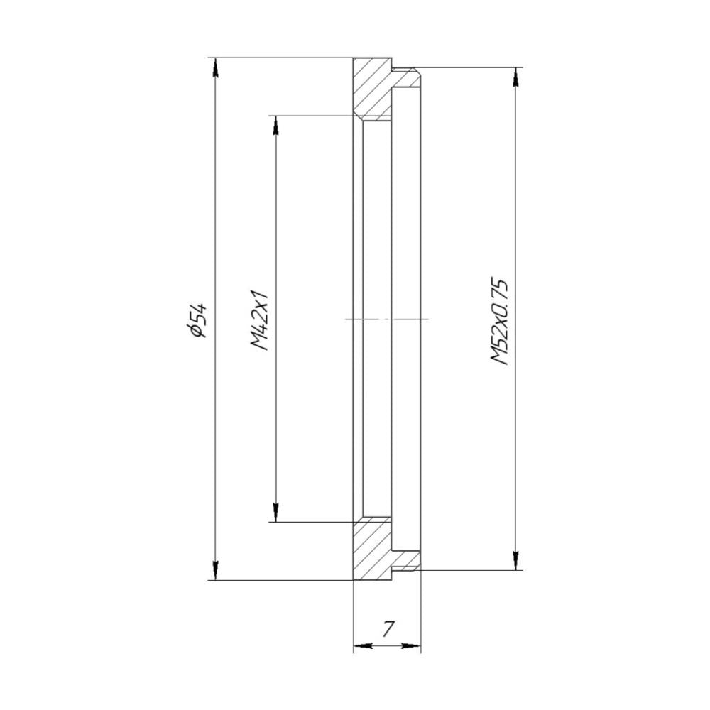 M42x1 female to M52x0.75 male thread adapter