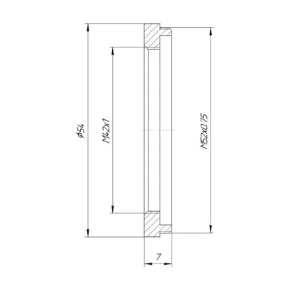 M42x1 female to M52x0.75 male thread adapter