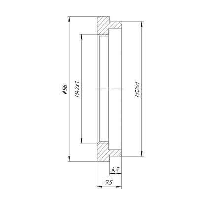 M42x1 female to M52x1 male thread adapter