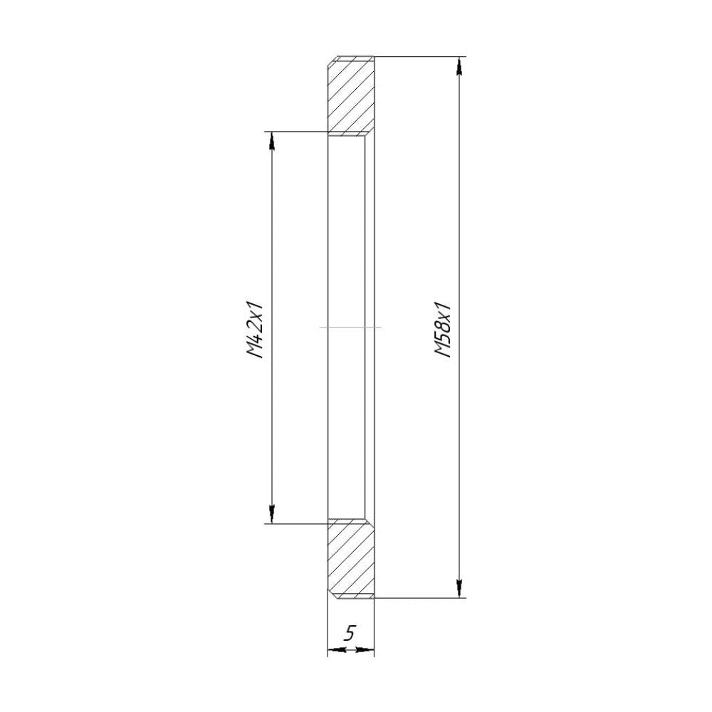 M42x1 female to M58x1 male thread adapter for focusing helicoids