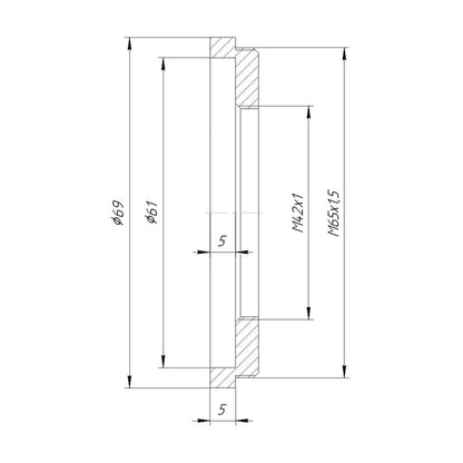 M42x1 female to M65x1.5 male thread adapter for Leica Z16A microscope