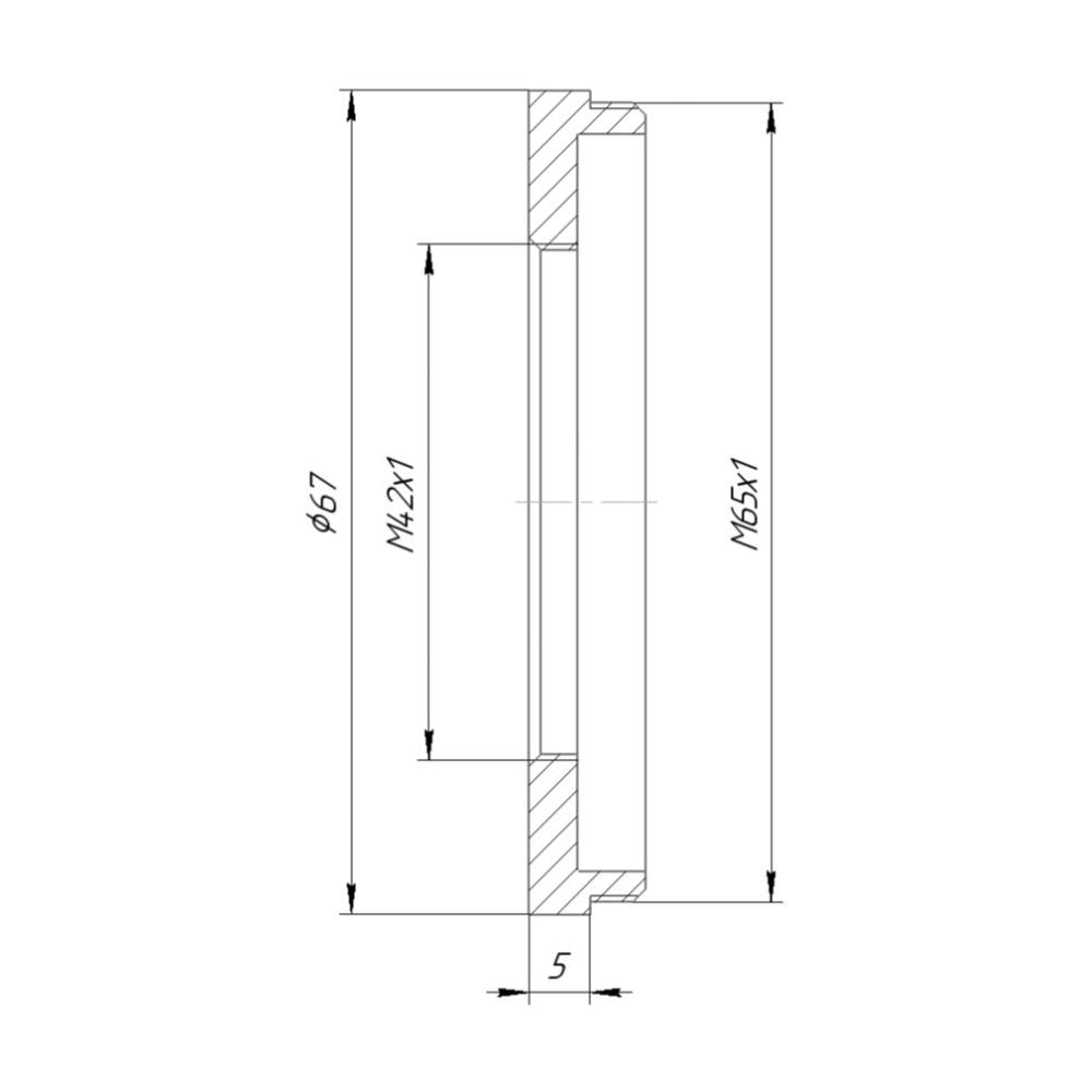 M42x1 female to M65x1 male thread adapter for focusing helicoids