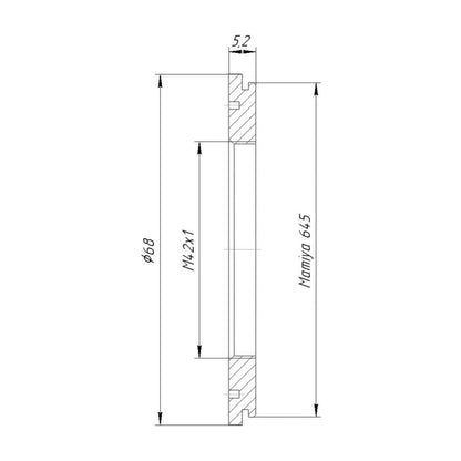 M42x1 female thread to Mamiya 645 camera mount adapter