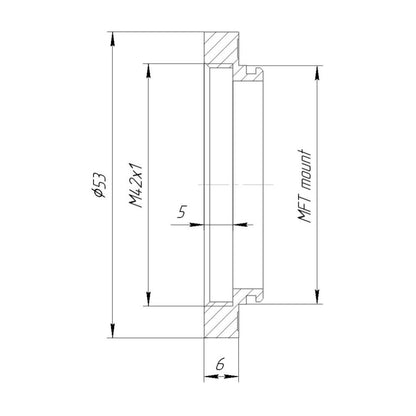 M42x1 female thread to MFT (Micro 4/3) camera mount adapter for helicoids
