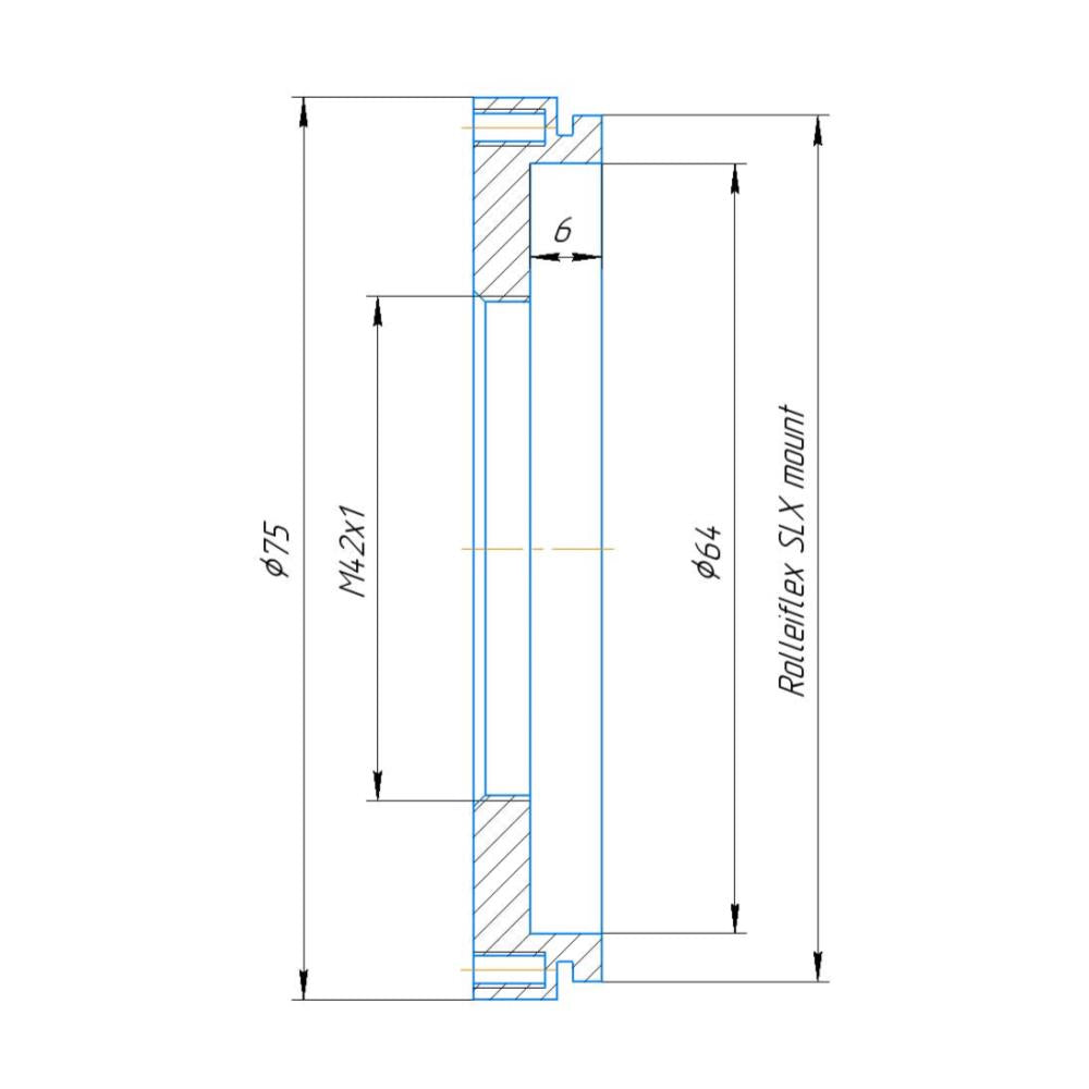 M42x1 female thread to Rolleiflex SLX camera mount adapter