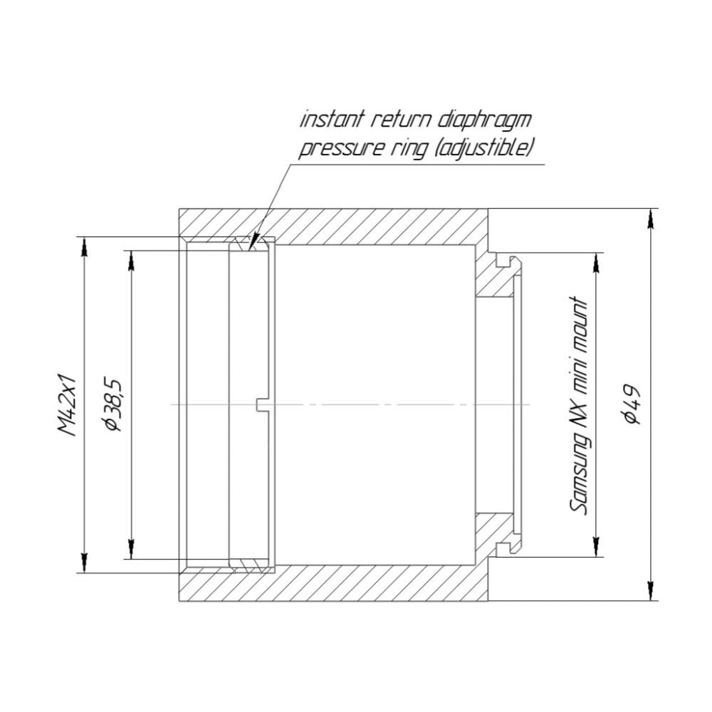 M42x1 female thread to Samsung NX Mini camera mount adapter, INFINITY