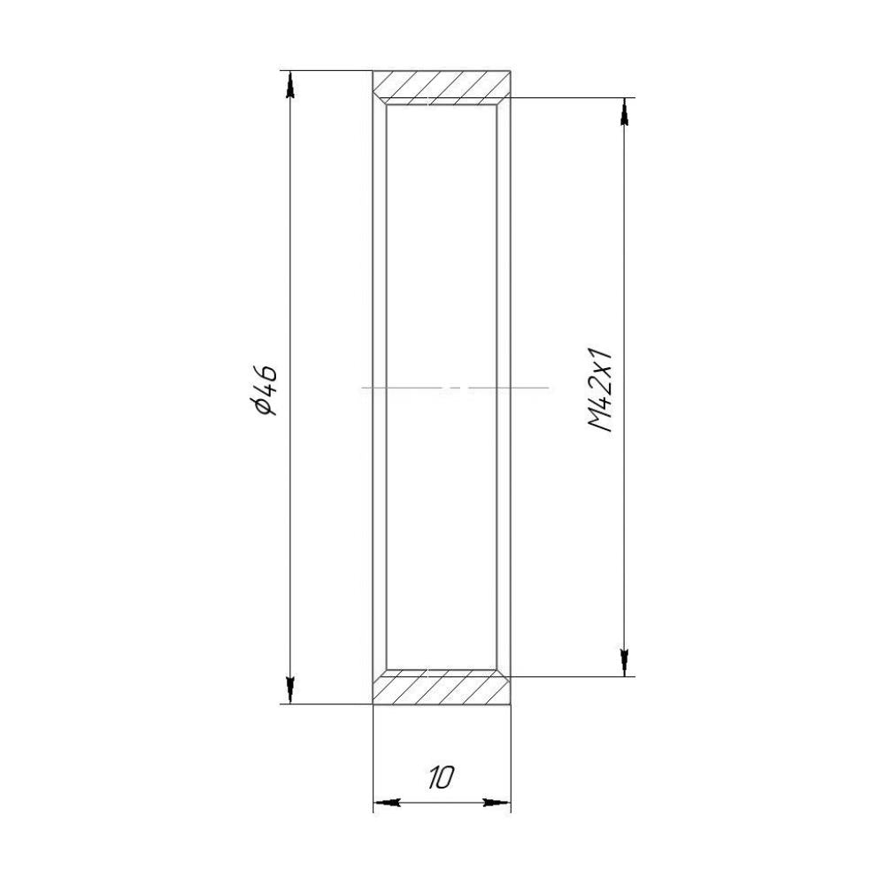 M42x1 female thread coupler, 10mm long