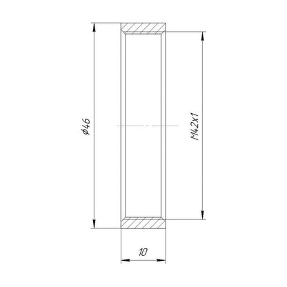 M42x1 female thread coupler, 10mm long