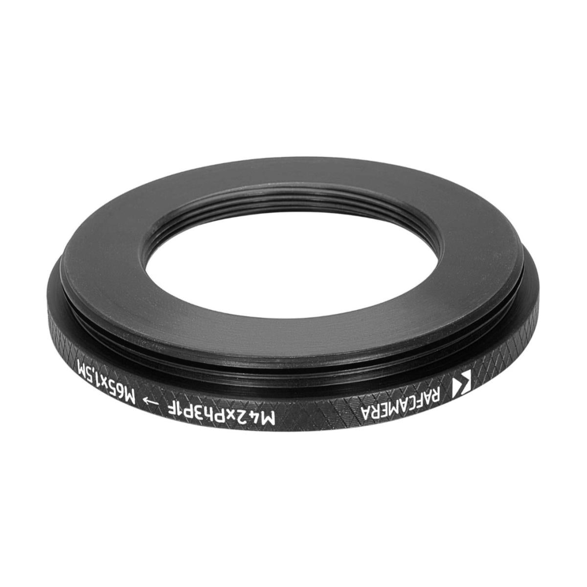 M42xPh3P1 female to M65x1.5 male thread (Leica Z16 objective to Z16A) adapter