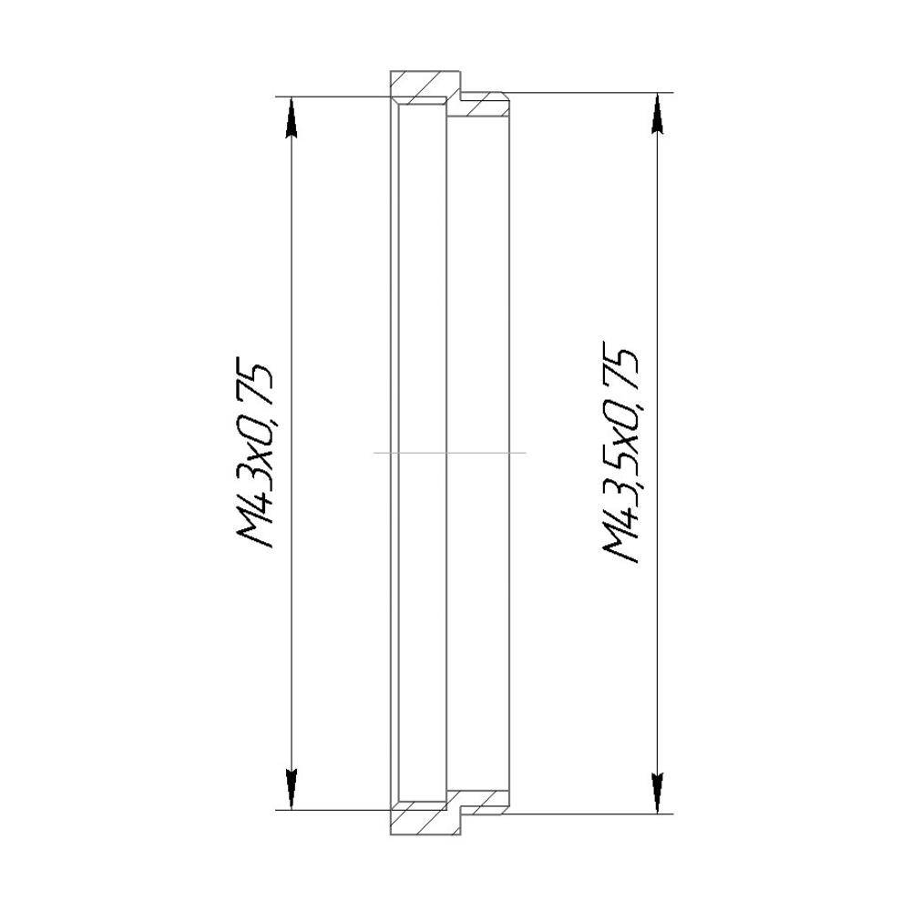 M43.5x0.75 male to M43x0.75 female thread adapter (43.5mm to 43mm step-down ring)