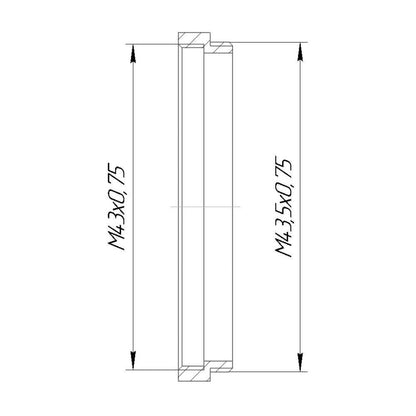 M43.5x0.75 male to M43x0.75 female thread adapter (43.5mm to 43mm step-down ring)
