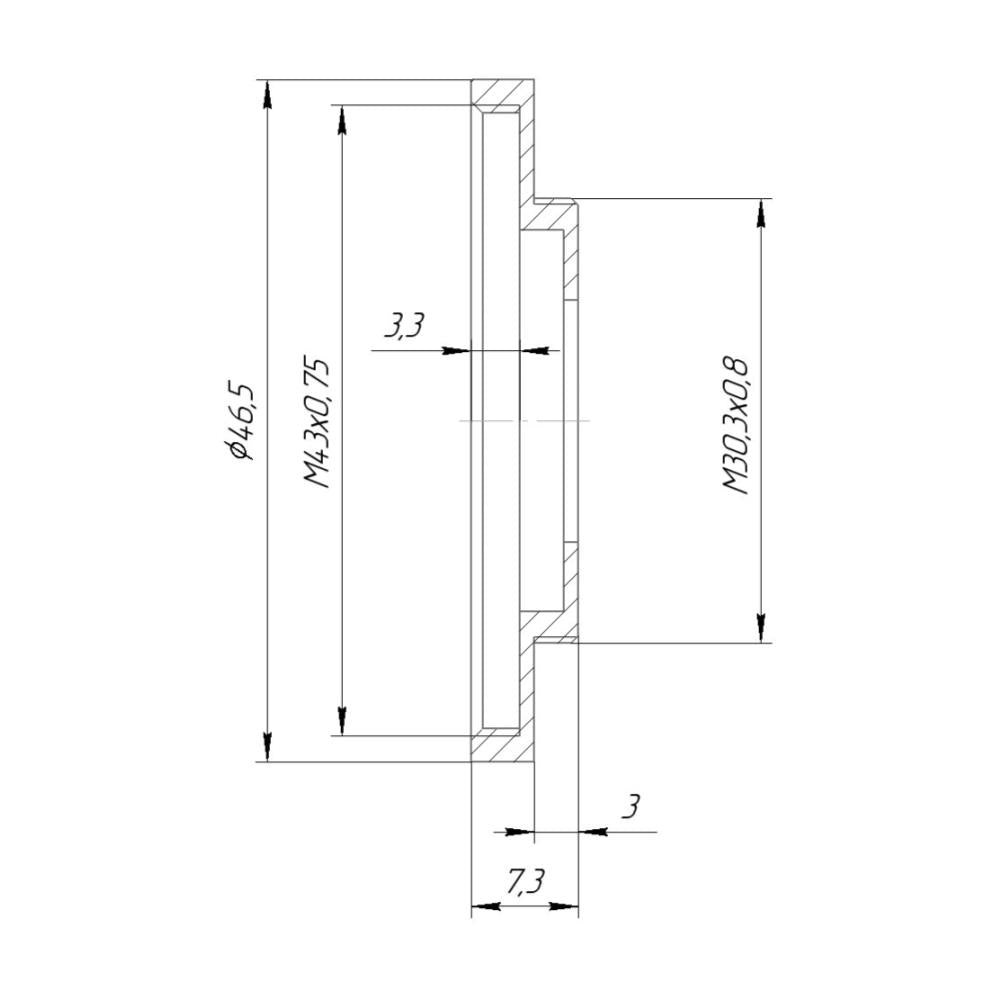 M43x0.75 female to M30.3x0.8 male thread adapter