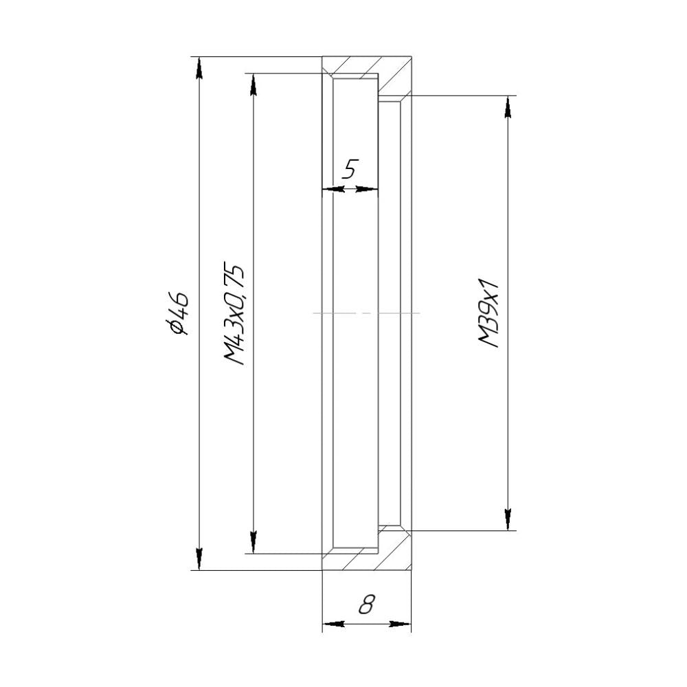 M43x0.75 female to M39x1 female thread adapter
