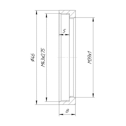 M43x0.75 female to M39x1 female thread adapter