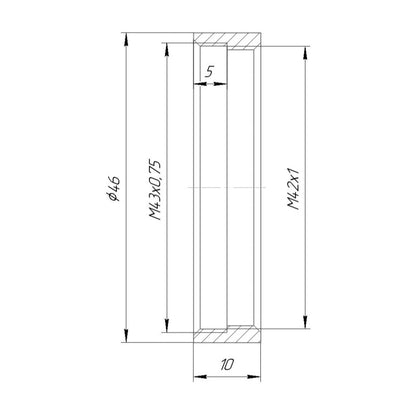 M43x0.75 female to M42x1 female thread adapter (coupler)