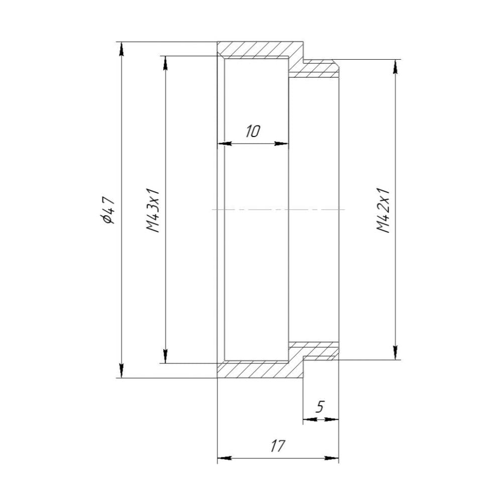 M43x1 female to M42x1 male thread adapter