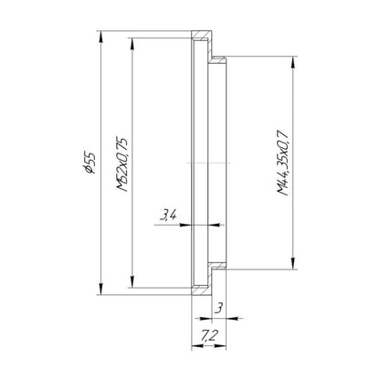M44.35x0.7 to M52x0.75 Step-Up Ring for Angenieux Type S5, P2 lenses