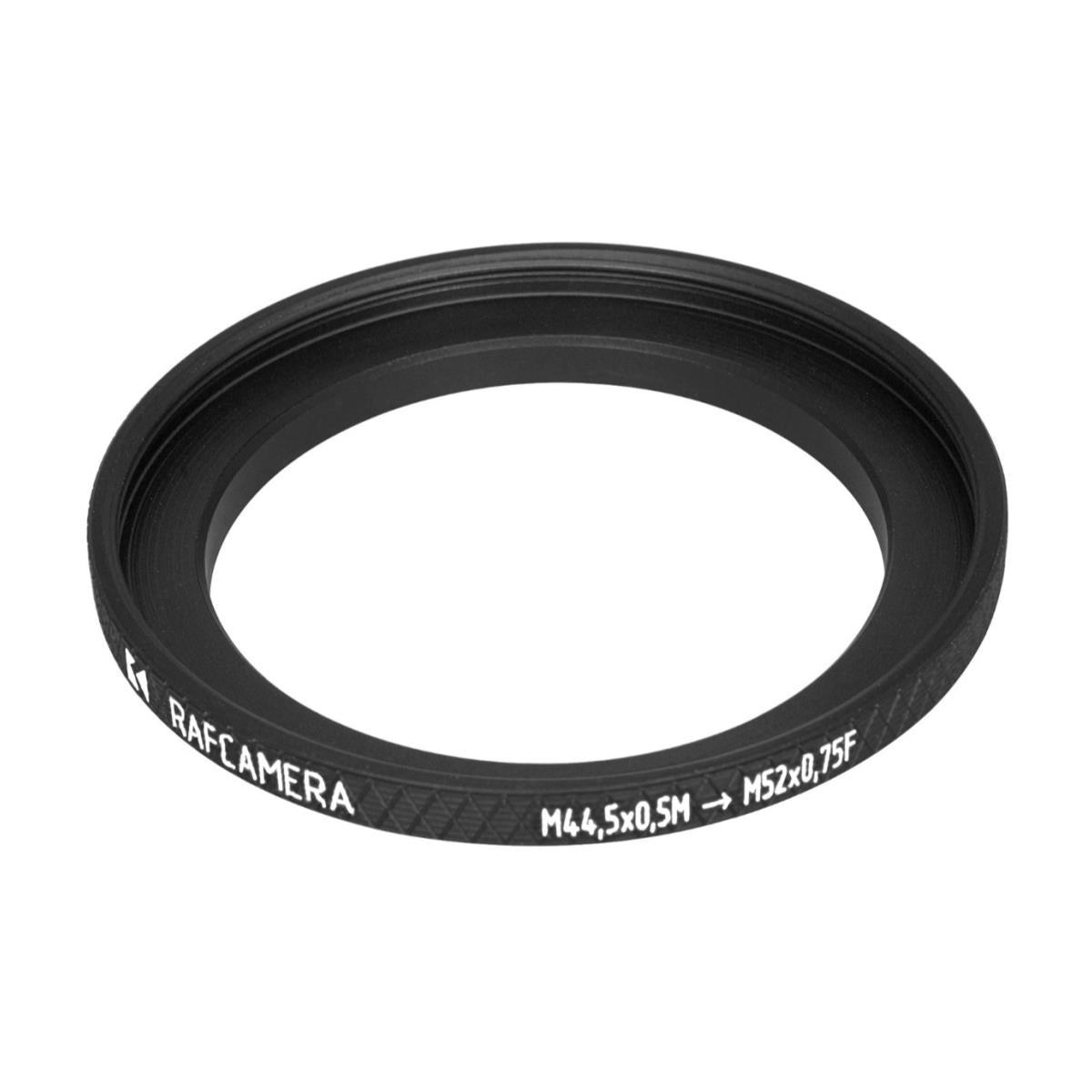 M44.5x0.5 male to M52x0.75 female thread adapter (44.5mm to 52mm step-up ring)
