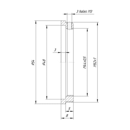 M44x0.5 female to M52x1 male thread adapter for Ortal lenses