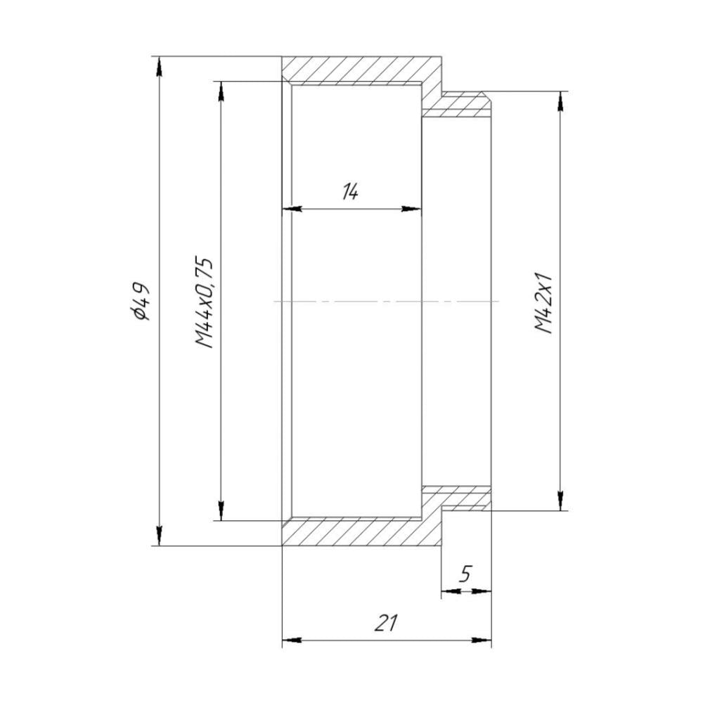 M44x0.75 female to M42x1 male thread adapter