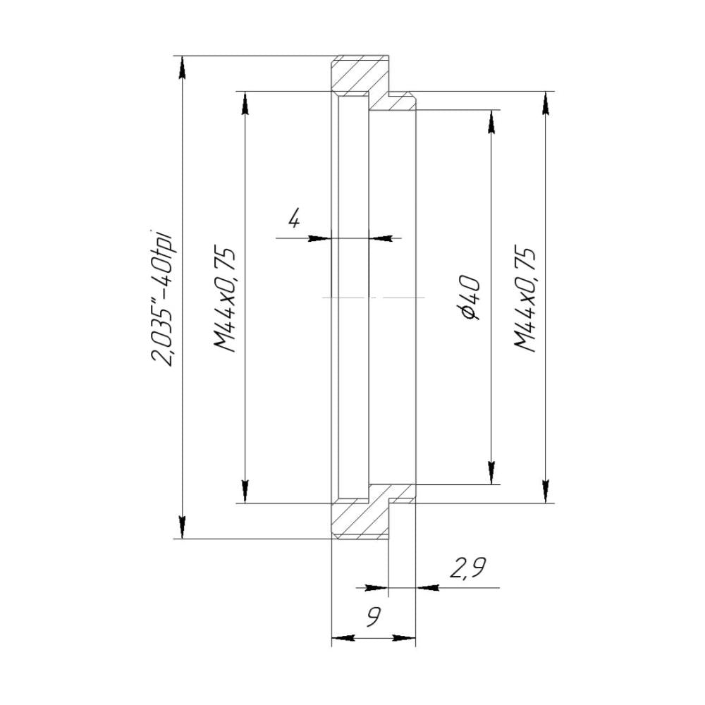 SM2 male to M44x0.75 male thread adapter for Leitz ELPRO VIb lens