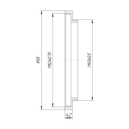 M45x0.5 male to M52x0.75 female thread adapter (45mm to 52mm step-up ring)