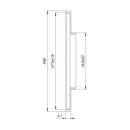 M45x0.5 male to M77x0.75 female thread adapter (filter step-up ring), short