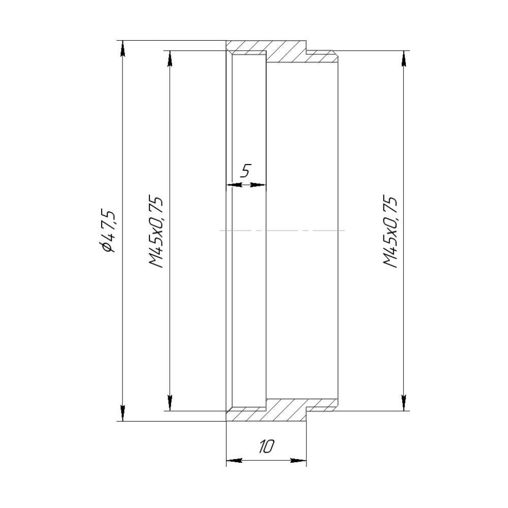 M45x0.75 thread extender (10mm)