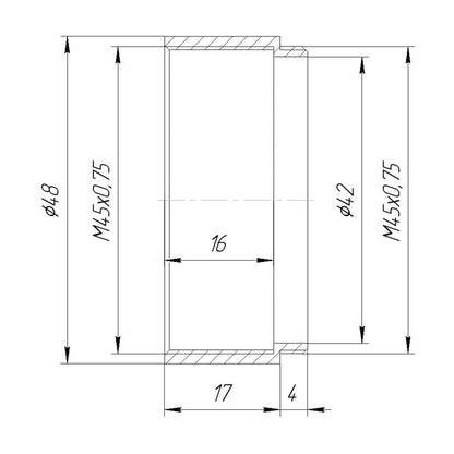 M45x0.75 thread extender (17mm)