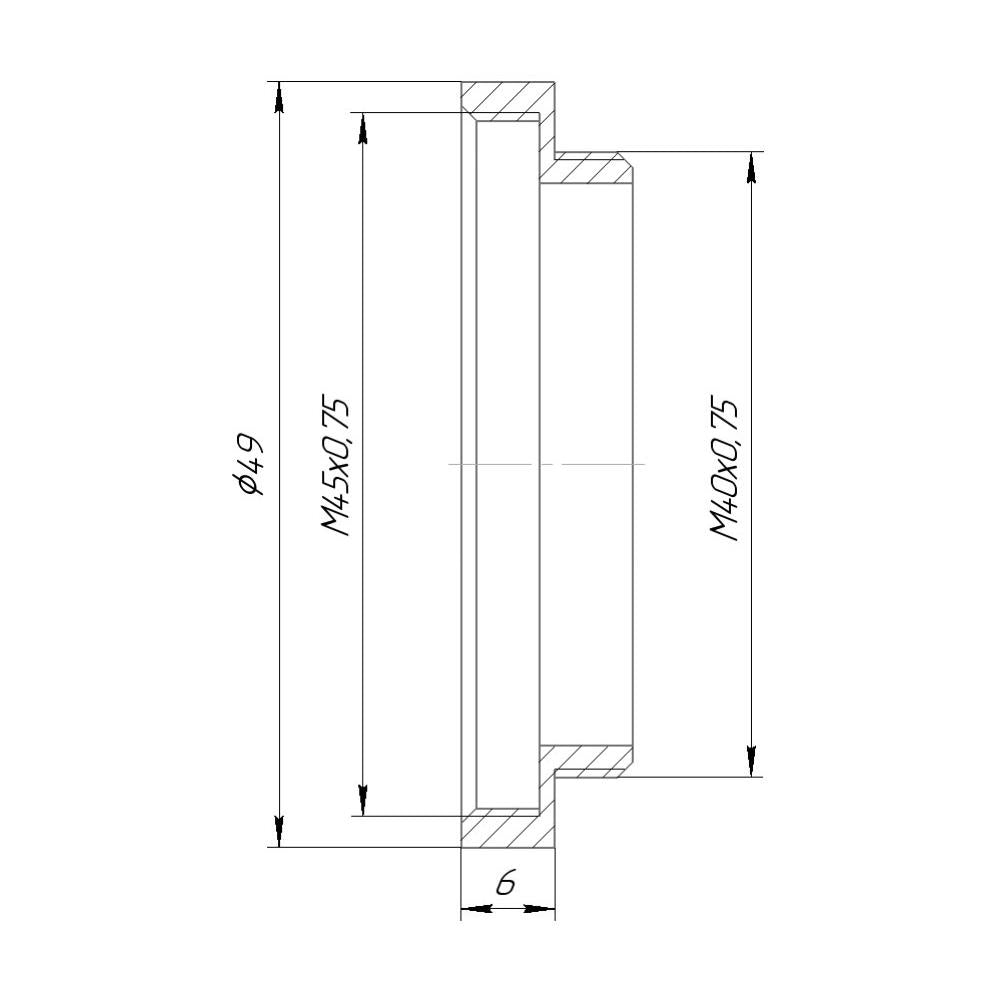 M45x0.75 female to M40x0.75 male thread adapter for #1 shutters