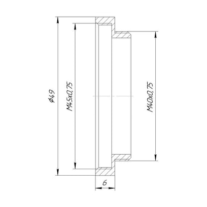 M45x0.75 female to M40x0.75 male thread adapter for #1 shutters