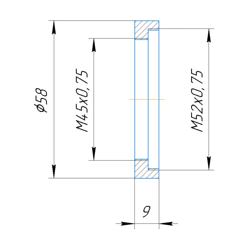M52x0.75 to M45x0.75 thread adapter for Printing Nikkor 105mm lens